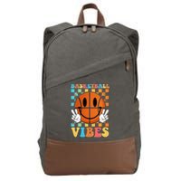 Retro Smiley Emoji Basketball Vibes Cotton Canvas Backpack