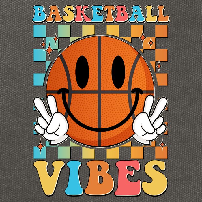 Retro Smiley Emoji Basketball Vibes Cotton Canvas Backpack