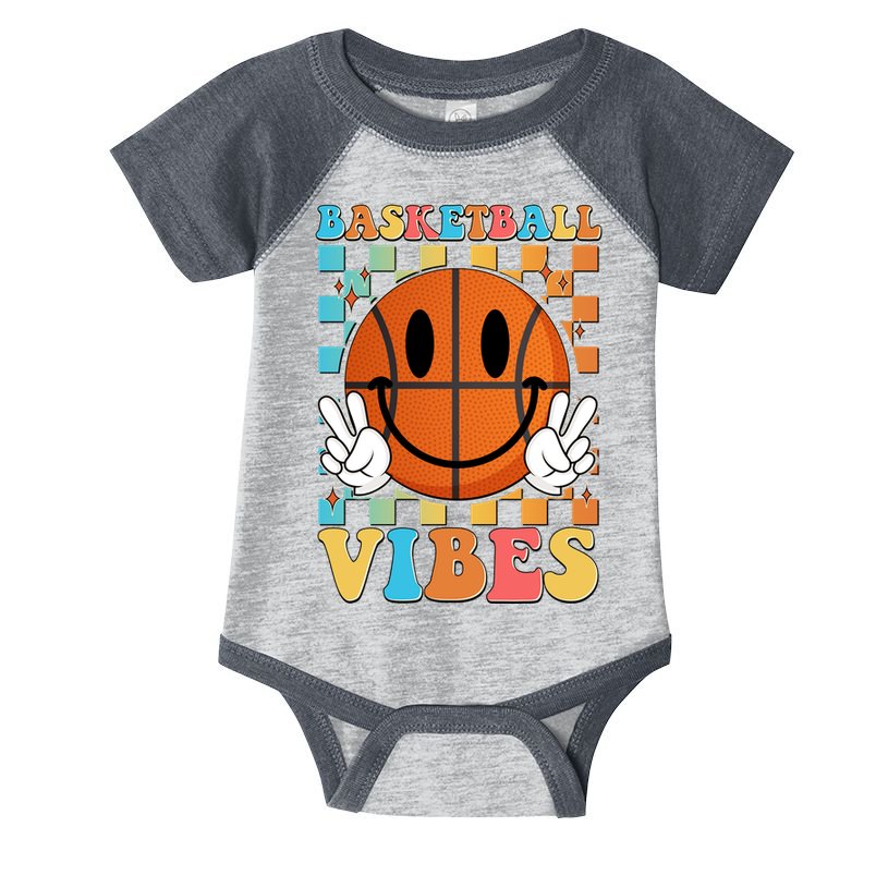 Retro Smiley Emoji Basketball Vibes Infant Baby Jersey Bodysuit