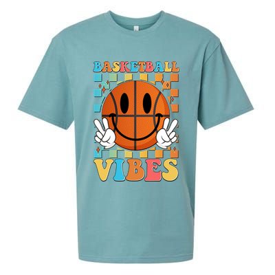 Retro Smiley Emoji Basketball Vibes Sueded Cloud Jersey T-Shirt