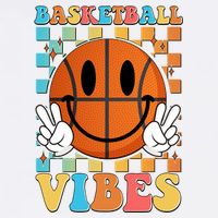 Retro Smiley Emoji Basketball Vibes Garment-Dyed Sweatshirt