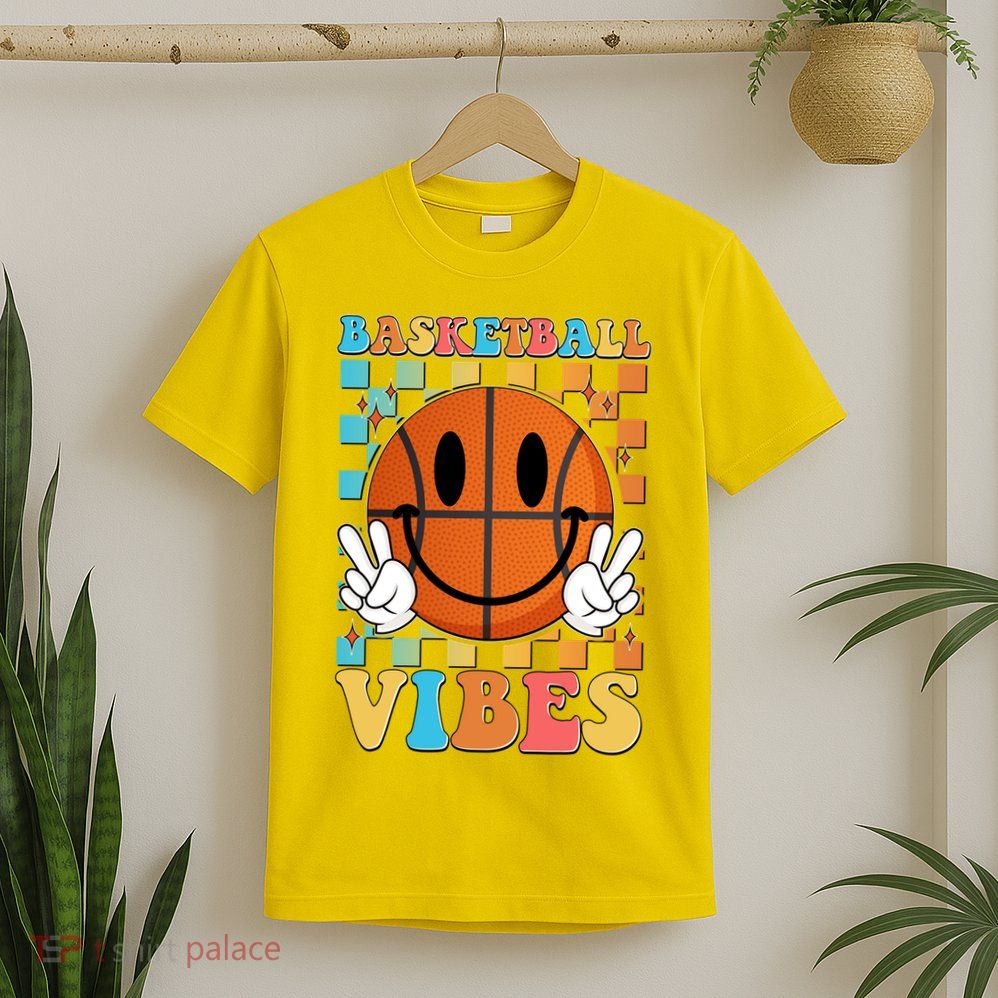 Retro Smiley Emoji Basketball Vibes T-Shirt