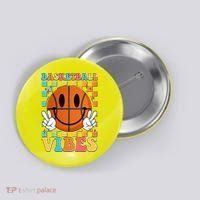 Retro Smiley Emoji Basketball Vibes Button