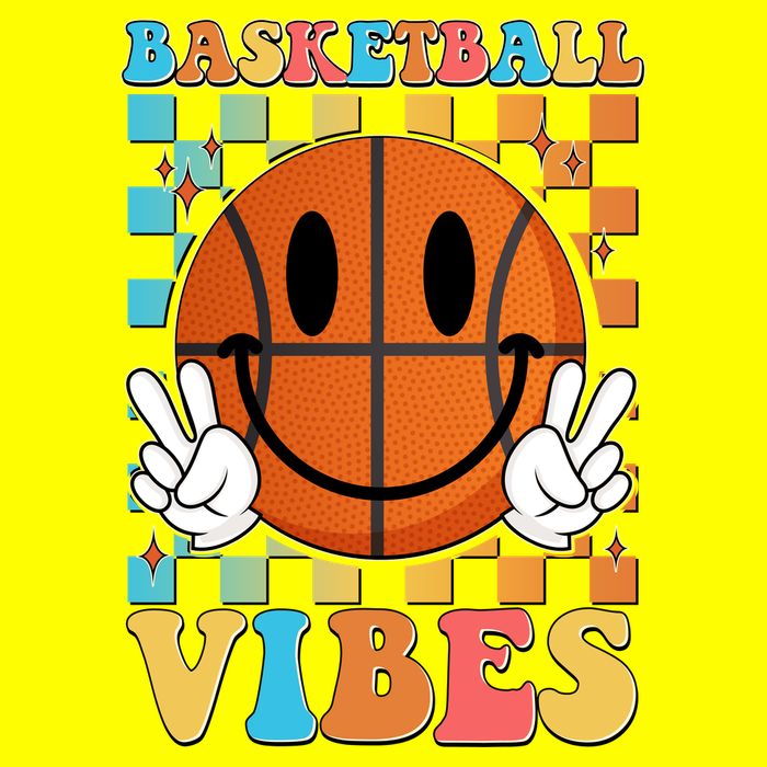 Retro Smiley Emoji Basketball Vibes Women's V-Neck T-Shirt