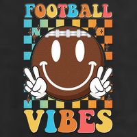 Retro Smiley Emoji Football Vibes 7 Panel Mesh Trucker Snapback Hat