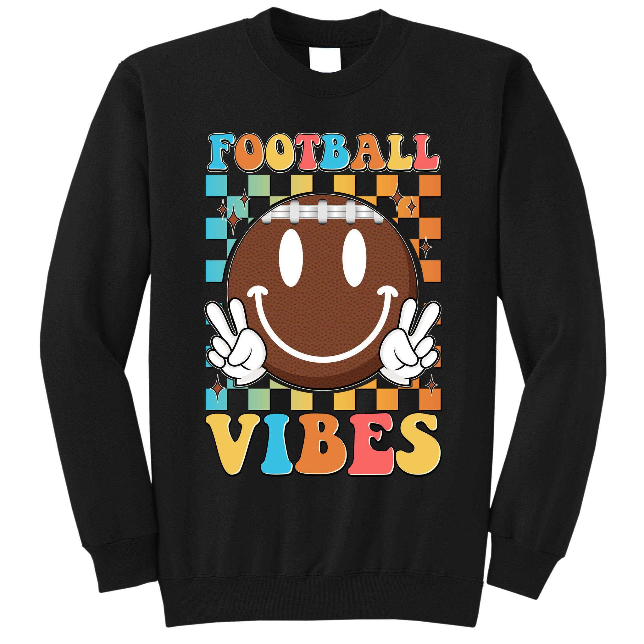 Retro Smiley Emoji Football Vibes Tall Sweatshirt