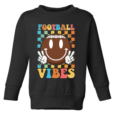 Retro Smiley Emoji Football Vibes Toddler Sweatshirt