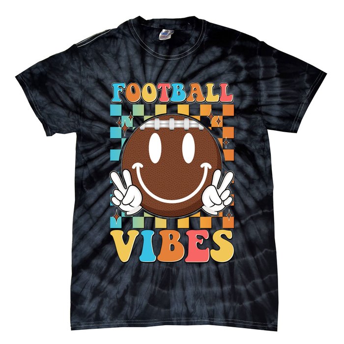Retro Smiley Emoji Football Vibes Tie-Dye T-Shirt