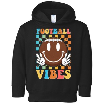Retro Smiley Emoji Football Vibes Toddler Hoodie