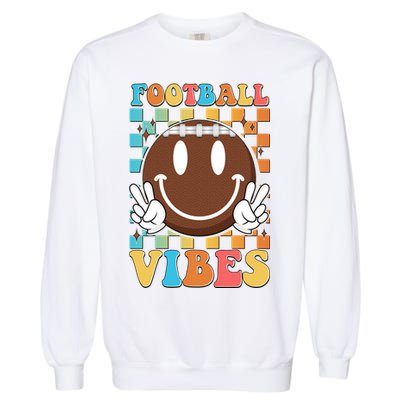 Retro Smiley Emoji Football Vibes Garment-Dyed Sweatshirt
