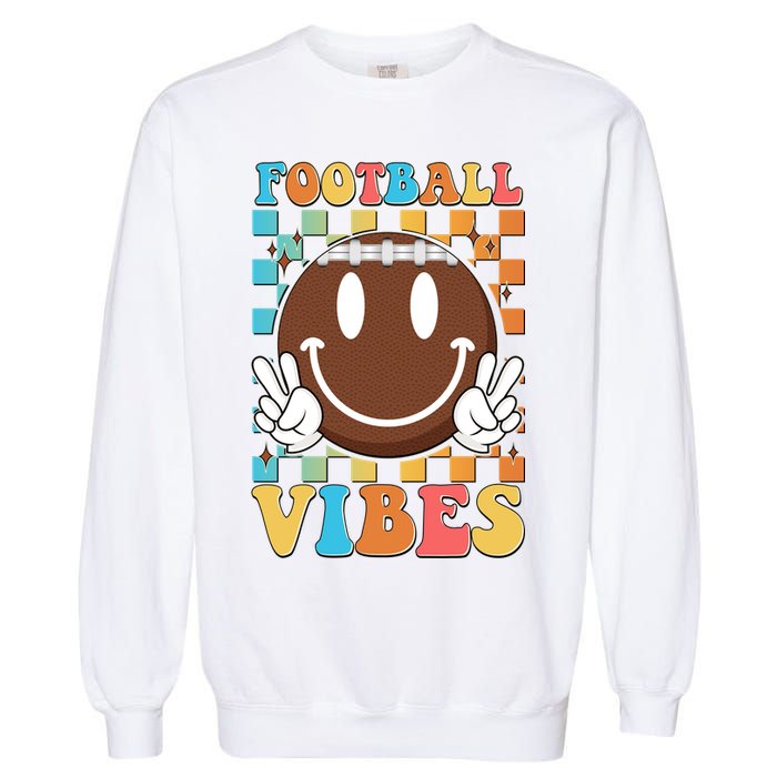 Retro Smiley Emoji Football Vibes Garment-Dyed Sweatshirt