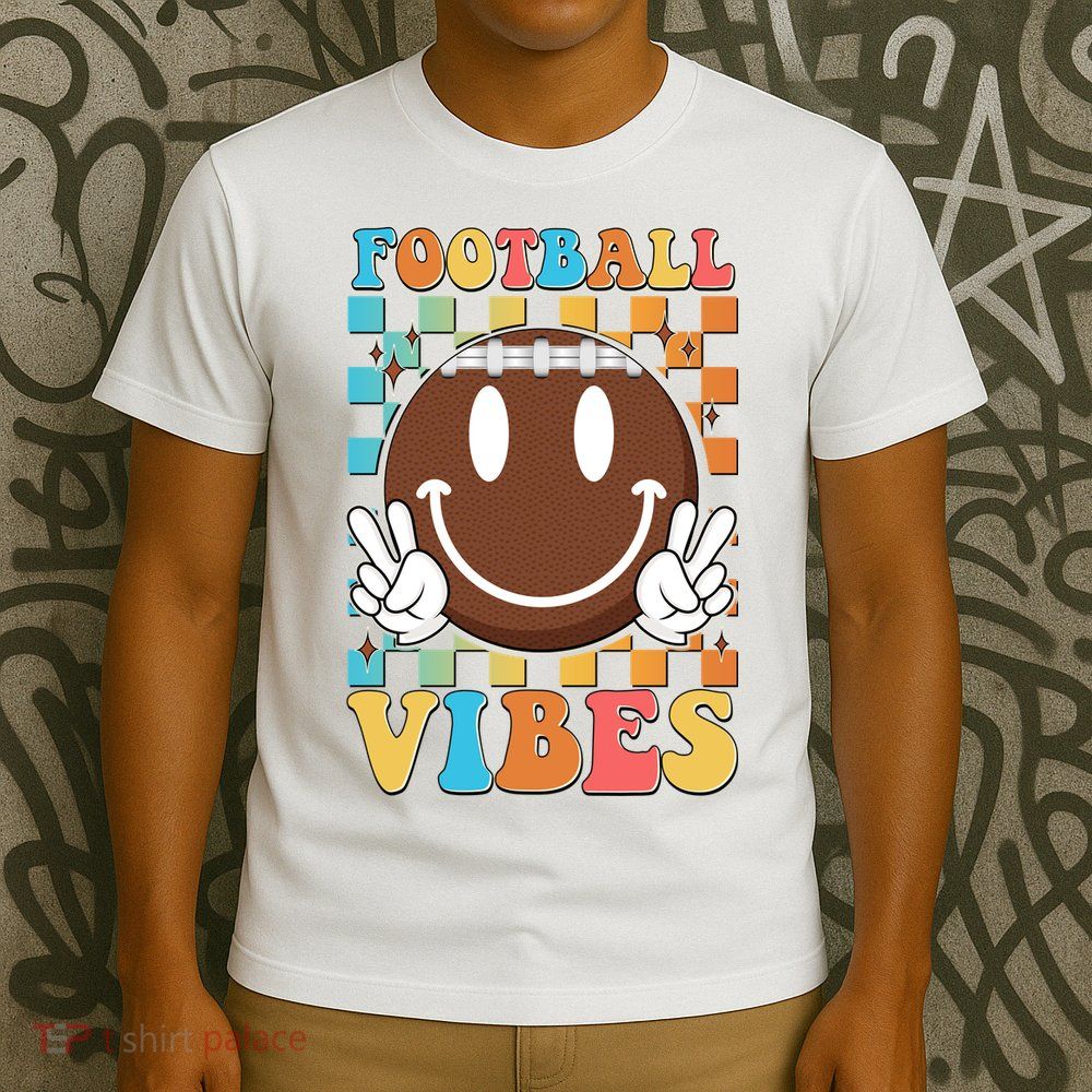 Retro Smiley Emoji Football Vibes T-Shirt