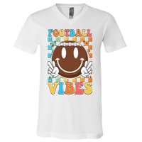 Retro Smiley Emoji Football Vibes V-Neck T-Shirt