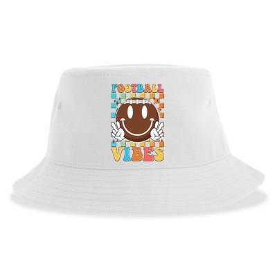 Retro Smiley Emoji Football Vibes Sustainable Bucket Hat