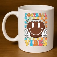 Retro Smiley Emoji Football Vibes 11oz C Handle Ceramic Mug