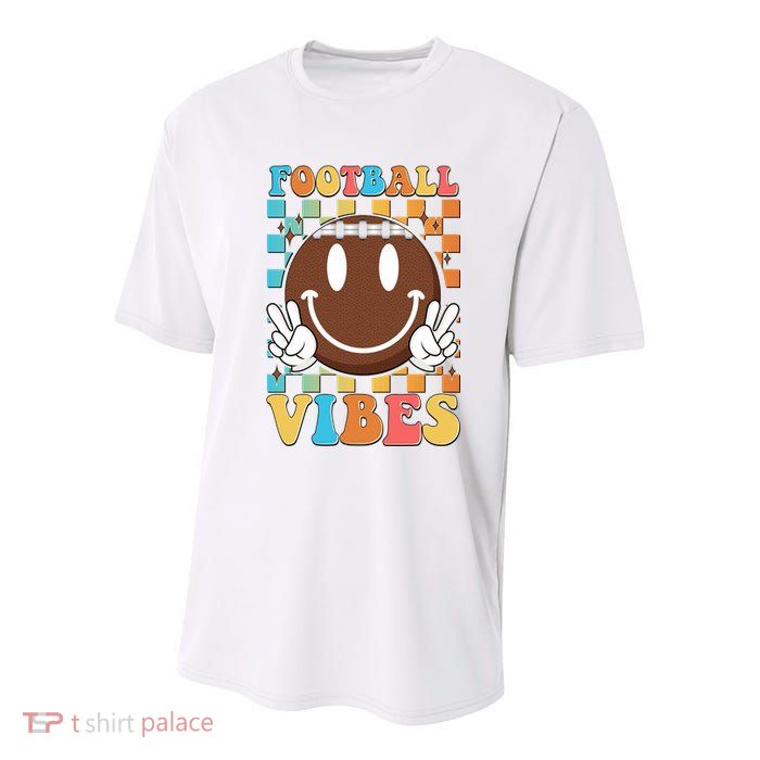 Retro Smiley Emoji Football Vibes Youth Performance Sprint T-Shirt