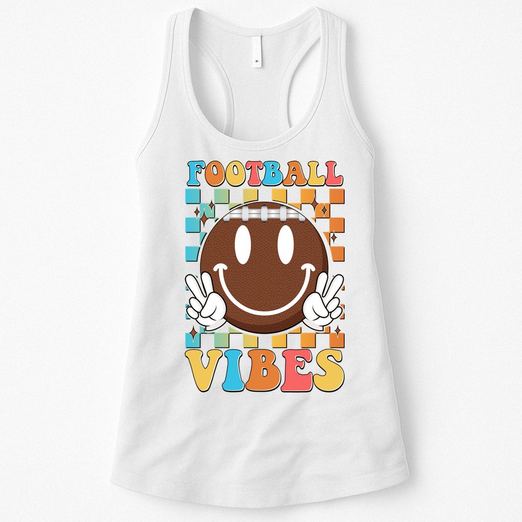 Retro Smiley Emoji Football Vibes Womens Tank Top