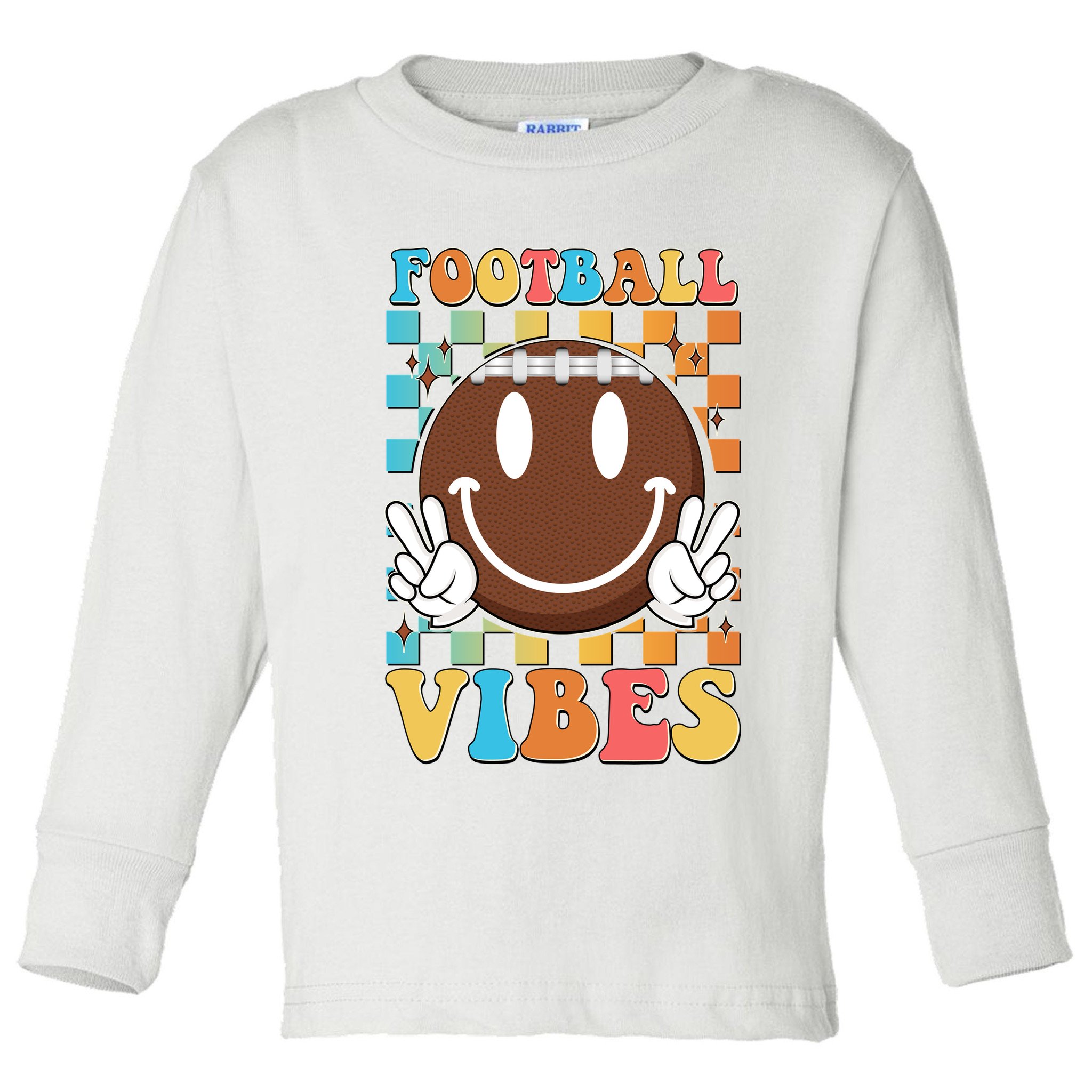 Retro Smiley Emoji Football Vibes Toddler Long Sleeve Shirt