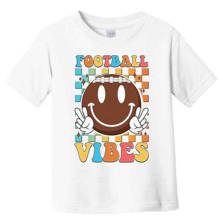 Retro Smiley Emoji Football Vibes Toddler T-Shirt