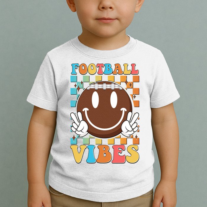 Retro Smiley Emoji Football Vibes Toddler T-Shirt