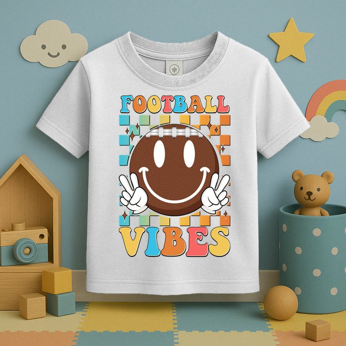 Retro Smiley Emoji Football Vibes Toddler T-Shirt