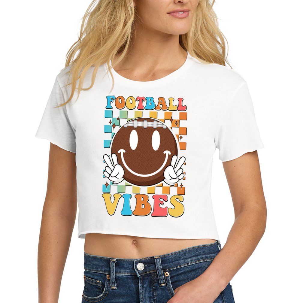 Retro Smiley Emoji Football Vibes Crop Top
