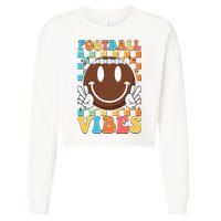 Retro Smiley Emoji Football Vibes Cropped Pullover Crew