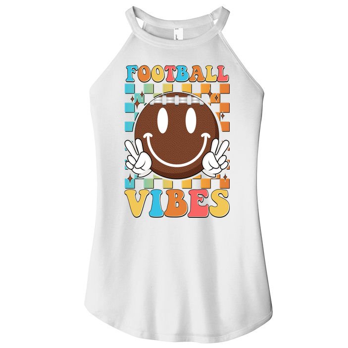 Retro Smiley Emoji Football Vibes Women's Perfect Tri Rocker Tank