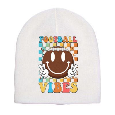 Retro Smiley Emoji Football Vibes Short Acrylic Beanie