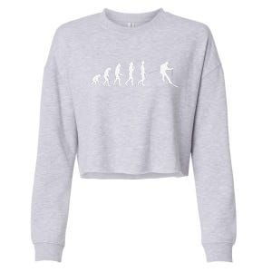 Retro Skiing Evolution Gift For Skiers Cropped Pullover Crew