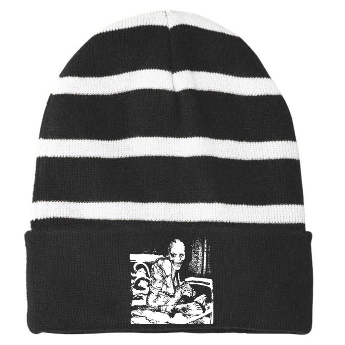 Russian Sleep Experiment Striped Beanie with Solid Band