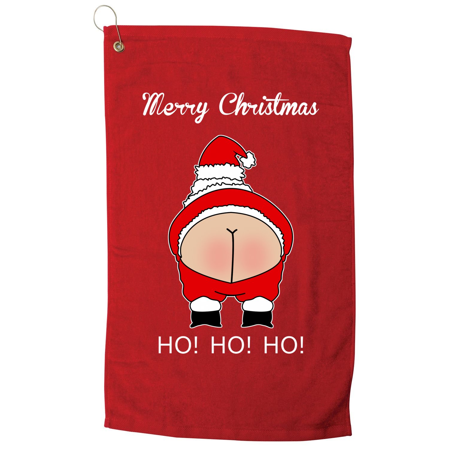 Rude Santa Father Christmas Golf Towel