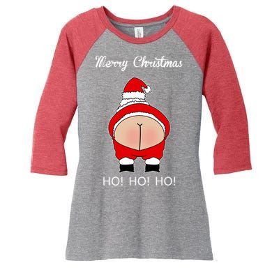 Rude Santa Father Christmas Women's Tri-Blend 3/4-Sleeve Raglan Shirt