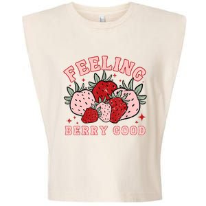 Retro Strawberry Feeling Berry Good Positive Mind Happy Life Garment-Dyed Women's Muscle Tee