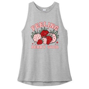 Retro Strawberry Feeling Berry Good Positive Mind Happy Life Ladies PosiCharge Tri-Blend Wicking Tank