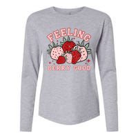 Retro Strawberry Feeling Berry Good Positive Mind Happy Life Womens Cotton Relaxed Long Sleeve T-Shirt