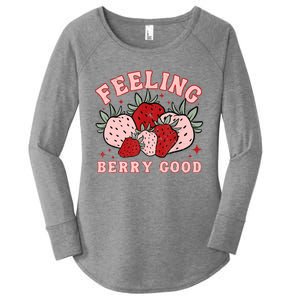 Retro Strawberry Feeling Berry Good Positive Mind Happy Life Women's Perfect Tri Tunic Long Sleeve Shirt