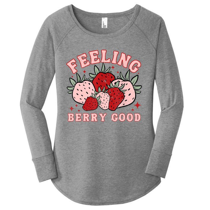 Retro Strawberry Feeling Berry Good Positive Mind Happy Life Women's Perfect Tri Tunic Long Sleeve Shirt