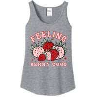 Retro Strawberry Feeling Berry Good Positive Mind Happy Life Ladies Essential Tank