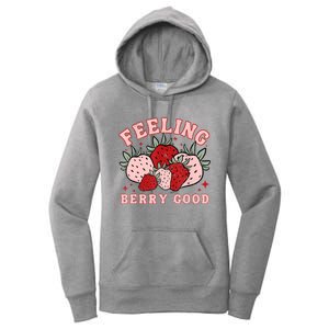 Retro Strawberry Feeling Berry Good Positive Mind Happy Life Women's Pullover Hoodie