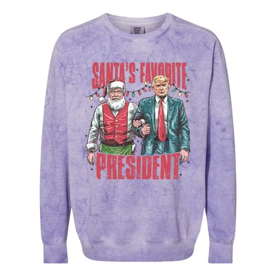 Retro SantaS Favorite President Trump Christmas Santa Trump Gift Colorblast Crewneck Sweatshirt