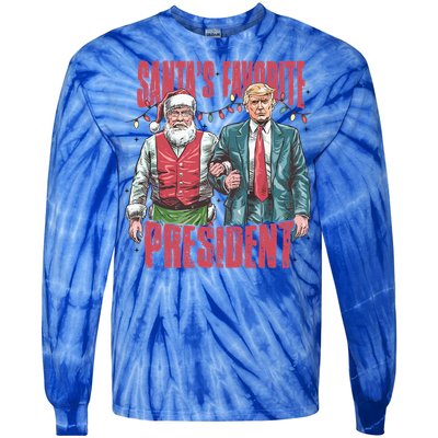 Retro SantaS Favorite President Trump Christmas Santa Trump Gift Tie-Dye Long Sleeve Shirt