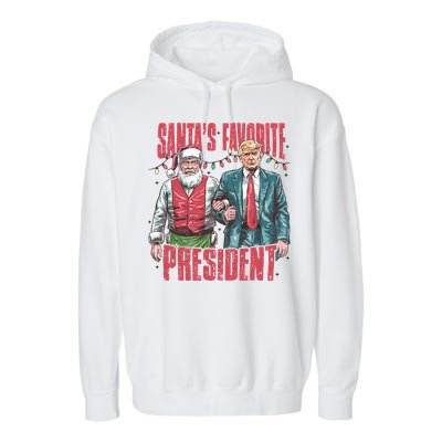 Retro SantaS Favorite President Trump Christmas Santa Trump Gift Garment-Dyed Fleece Hoodie