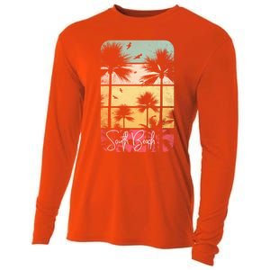 Retro South Florida Beach Miami Mom Dad Grandpa Gift Gift Cooling Performance Long Sleeve Crew