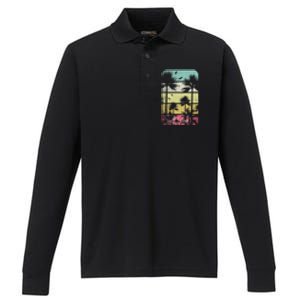 Retro South Florida Beach Miami Mom Dad Grandpa Gift Gift Performance Long Sleeve Polo