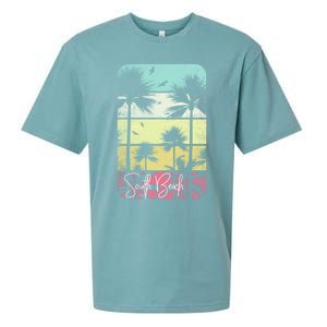 Retro South Florida Beach Miami Mom Dad Grandpa Gift Gift Sueded Cloud Jersey T-Shirt