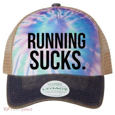 Running Sucks Funny Gym or Workout Legacy Tie Dye Trucker Hat