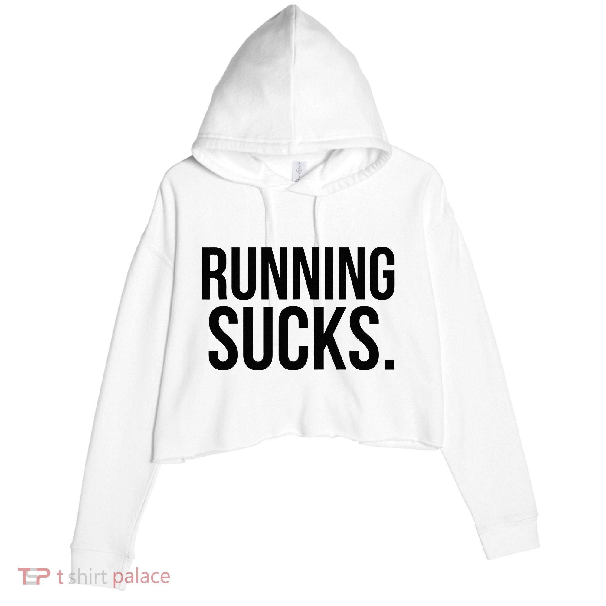Running Sucks Funny Gym or Workout Crop Fleece Hoodie
