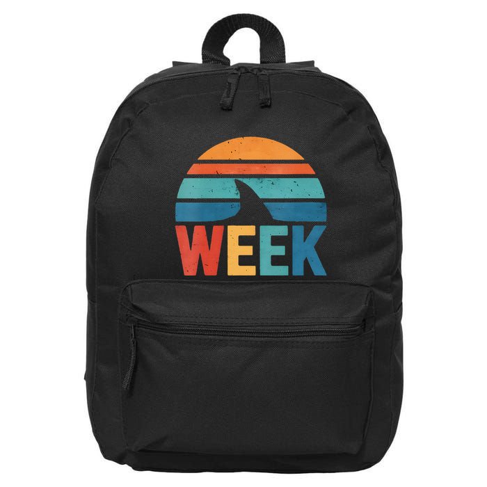 Retro Shark Fin 70s 80s Week Cool Sharks Ocean Animal Lover 16 in Basic Backpack