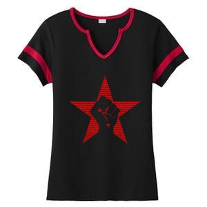 Ratm Star Fist Funny Ladies Halftime Notch Neck Tee